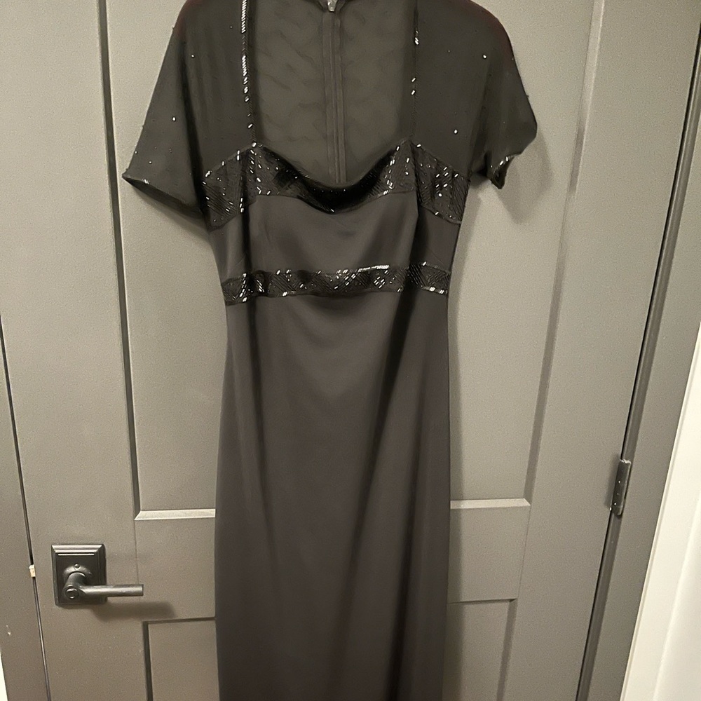 JS Boutique Black Gown for black tie events. Beautiful beading. Worn once.